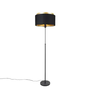 Moderna podna svjetiljka crna sa zlatnom dvostrukom sjenkom - Parte