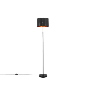 Moderna podna svjetiljka crna sa zlatom - VT 1