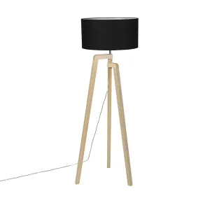 Moderna podna svjetiljka drvo s crnom hladom 45 cm - Puros