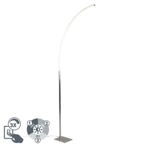 Moderna podna svjetiljka od čelika uključujući LED i 3-stupanjski prigušivač - Elegantno