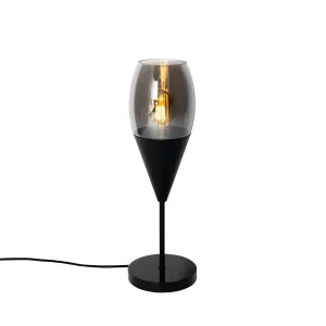 Moderna stolna lampa crna sa dimnim staklom - Drop