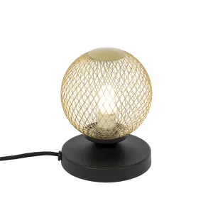 Moderna stolna svjetiljka crna sa zlatom - atenska žica