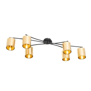 Moderna stropna lampa crna sa zlatnim 6 lampica - Lofty