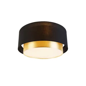 Moderna stropna svjetiljka crna sa zlatom 50 cm 3-svjetlo - Drum Duo #202233