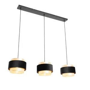 Moderna viseća lampa crna sa zlatnim 3 svjetla - Elif