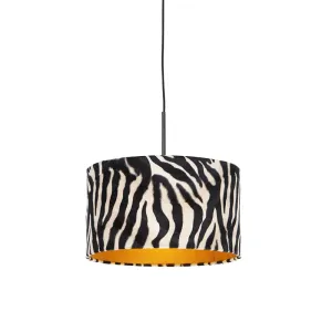 Moderna viseća svjetiljka crna sa sjenilom zebra 35 cm - Combi