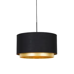 Moderna viseća svjetiljka crna sa zlatnom duo sjenilom od 47 cm - Combi
