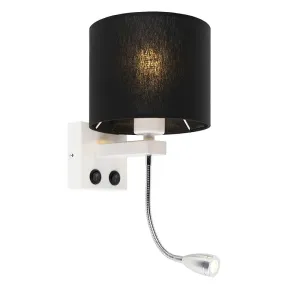 Moderna zidna svjetiljka bijela s crnom hladom - Brescia