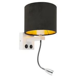 Moderna zidna svjetiljka bijela s hladom baršunasto crna - Brescia