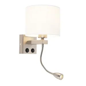Moderna zidna svjetiljka čelik s bijelom sjenom - Brescia