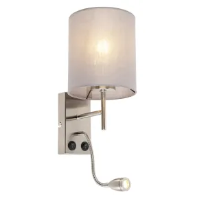 Moderna zidna svjetiljka čelik s pamučno sivom nijansom - Stacca