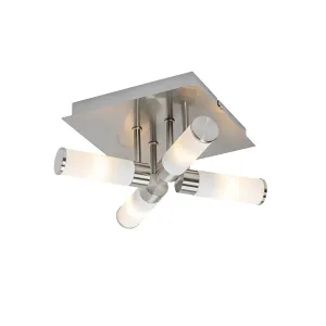 Moderna kupaonska stropna svjetiljka čelična 4 svjetla IP44 - Kupatilo
