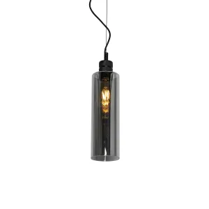 Moderna viseća lampa crna sa dimnim staklom - Stavelot