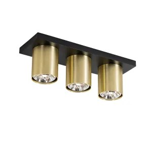 Moderni stropni reflektor crni sa zlatnim 3 svjetla - Tubo