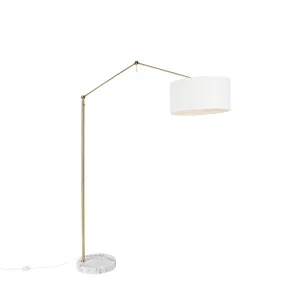 Moderna podna svjetiljka zlatna s bijelim sjenilom 50 cm podesivim - Editor