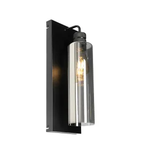 Moderna zidna lampa crna sa dimnim staklom - Stavelot