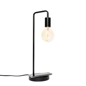 Moderna crna stolna lampa s bežičnim punjenjem - Facil
