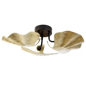 Orijentalna stropna svjetiljka od mesinga s crnim 3 svjetla - Louka