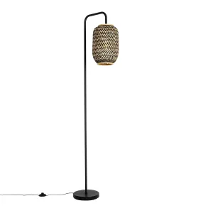 Orijentalna podna lampa od bambusa s crnom - Yvonne