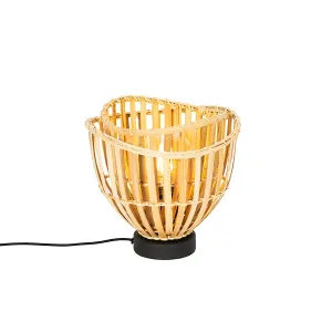 Orijentalna stolna lampa crna s prirodnim bambusom - Pua