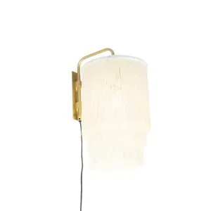 Orijentalna zidna svjetiljka zlatna krem sjena s resama - Franxa