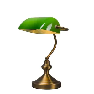 Pametna klasična stolna svjetiljka brončana sa zelenim staklom, uključujući Wifi A60 - Banker