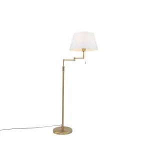 Podna svjetiljka brončana s bijelim sjenilom i podesivim krakom - Ladas Deluxe