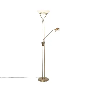 Podna svjetiljka brončana s LED i prigušivačem s lampom za čitanje - Empoli