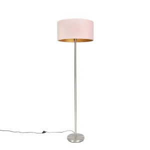 Podna svjetiljka čelik s ružičastim hladom 50 cm - Simplo