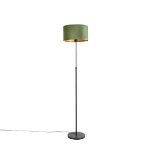 Podna svjetiljka crna s baršunastom nijansom zelena sa zlatom 35 cm - Parte