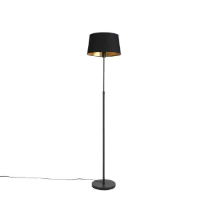 Podna svjetiljka crna s crnom hladom podesiva 35 cm - Parte