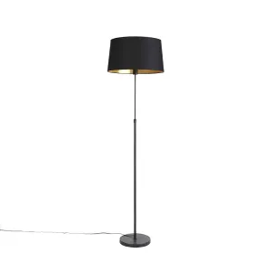 Podna svjetiljka crna s crnom sjenilom podesivom 45 cm - Parte