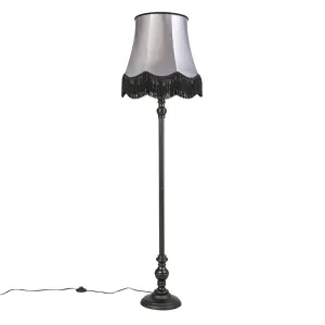 Podna svjetiljka crna s Granny hladom crna sa sivom - Classico