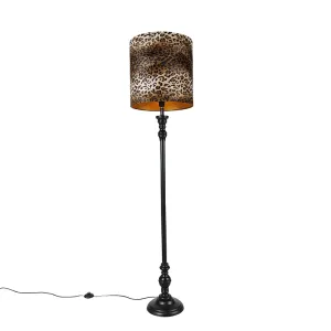 Podna svjetiljka crna s hladom leopard 40 cm - Classico
