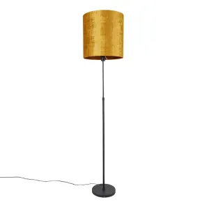 Podna svjetiljka crna sa zlatnom sjenilom 40 cm podesiva - Parte