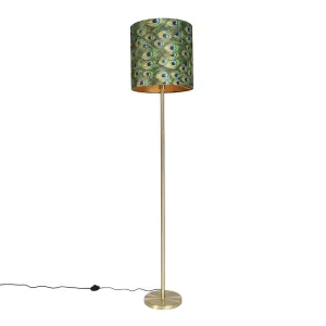Podna svjetiljka mesing s paun hladom 40 cm - Simplo