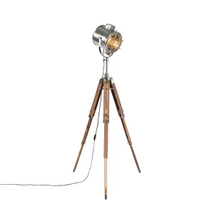Podna svjetiljka s drvenim stativom i studijskim spotom - Tripod Shiny