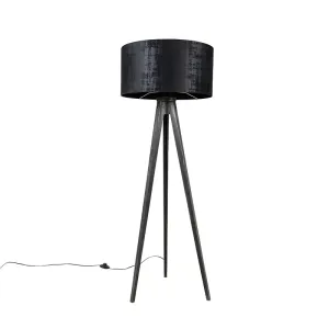 Podna svjetiljka tronožac crna sa sjenilom crna 50 cm - Stativ Classic