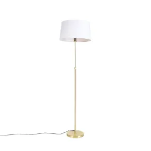 Podna svjetiljka zlatna / mesing s lanenom sjenilom bijela 45 cm - Parte