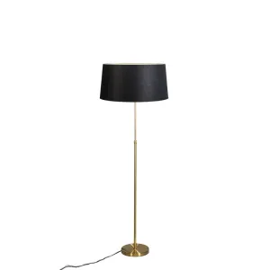 Podna svjetiljka zlatna / mesing s podesivim crnim hladom 45 cm - Parte