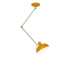 Retro stropna svjetiljka žuta s broncom - Milou