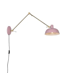 Retro zidna lampa roza s broncom - Milou