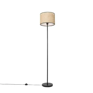 Seoska podna svjetiljka crna sa sjenom od ratana - Kata
