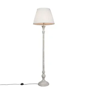 Seoska podna svjetiljka siva s bijelom plisse hladom - Classico