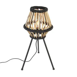 Seoska tronožna stolna lampa bambus s crnom - Evalin