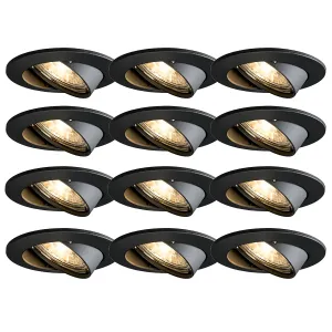 Set od 12 modernih ugradnih reflektora crne nagibne - Edu