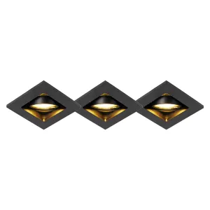 Set od 3 moderna ugradna reflektora crna podesiva - Qure