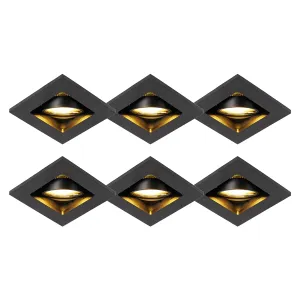 Set od 6 modernih ugradnih reflektora crne podesive boje - Qure