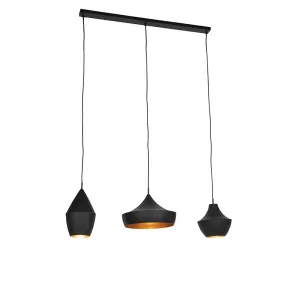 Skandinavska viseća svjetiljka crna sa zlatnim 3 svjetla - Depeche
