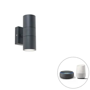 Pametna vanjska zidna svjetiljka tamno siva IP44 uklj. 2 Wifi GU10 - Duo
